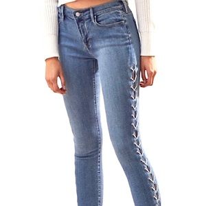 Pacsun Size 28 Lace Up Ankle Jegging Jeans Superstretch Side Accent Criss Cross